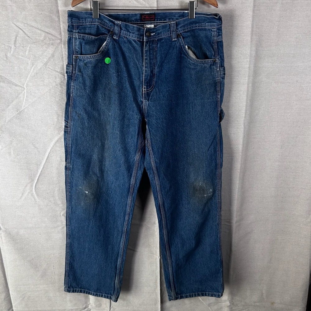 FiveBrother Mens Carpenter Jeans‎ 38x30 Blue Denim Work Pants Utility 4145.45